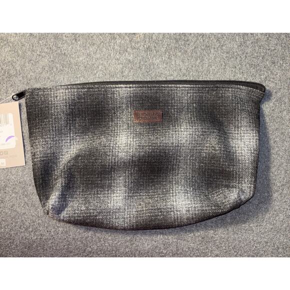 Stormy Kromer Wool Plaid Pouch Large Carbon Black And Gray NWT 13x9x4 - Picture 1 of 7